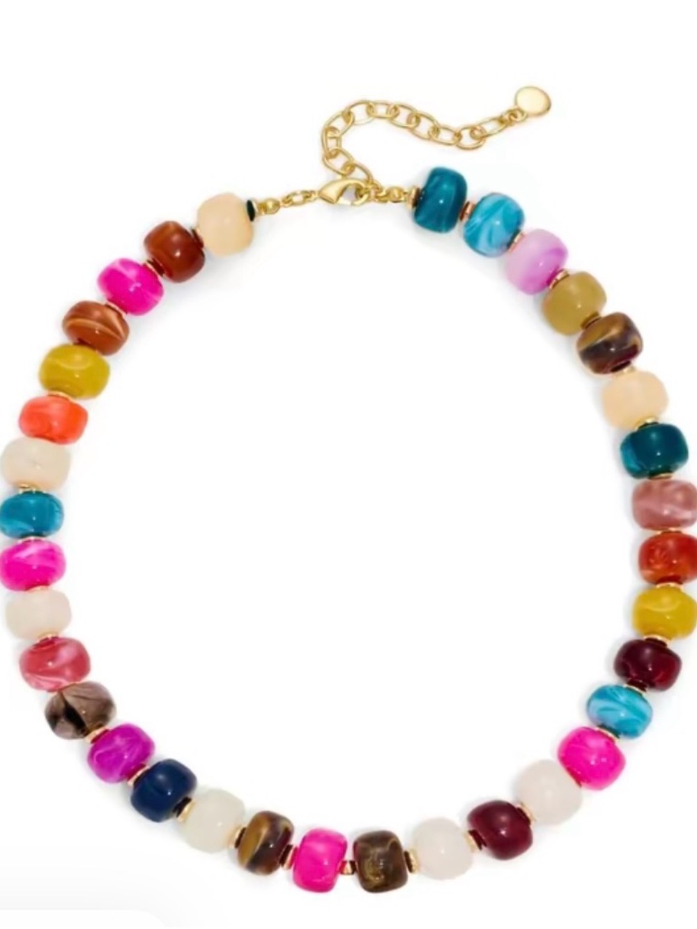 NWT Viral TikTok Multi-colored chunky beaded necklace with gold accents